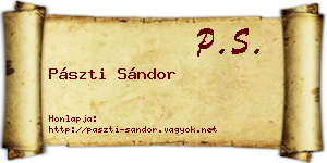 Pászti Sándor névjegykártya