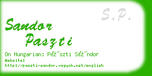 sandor paszti business card